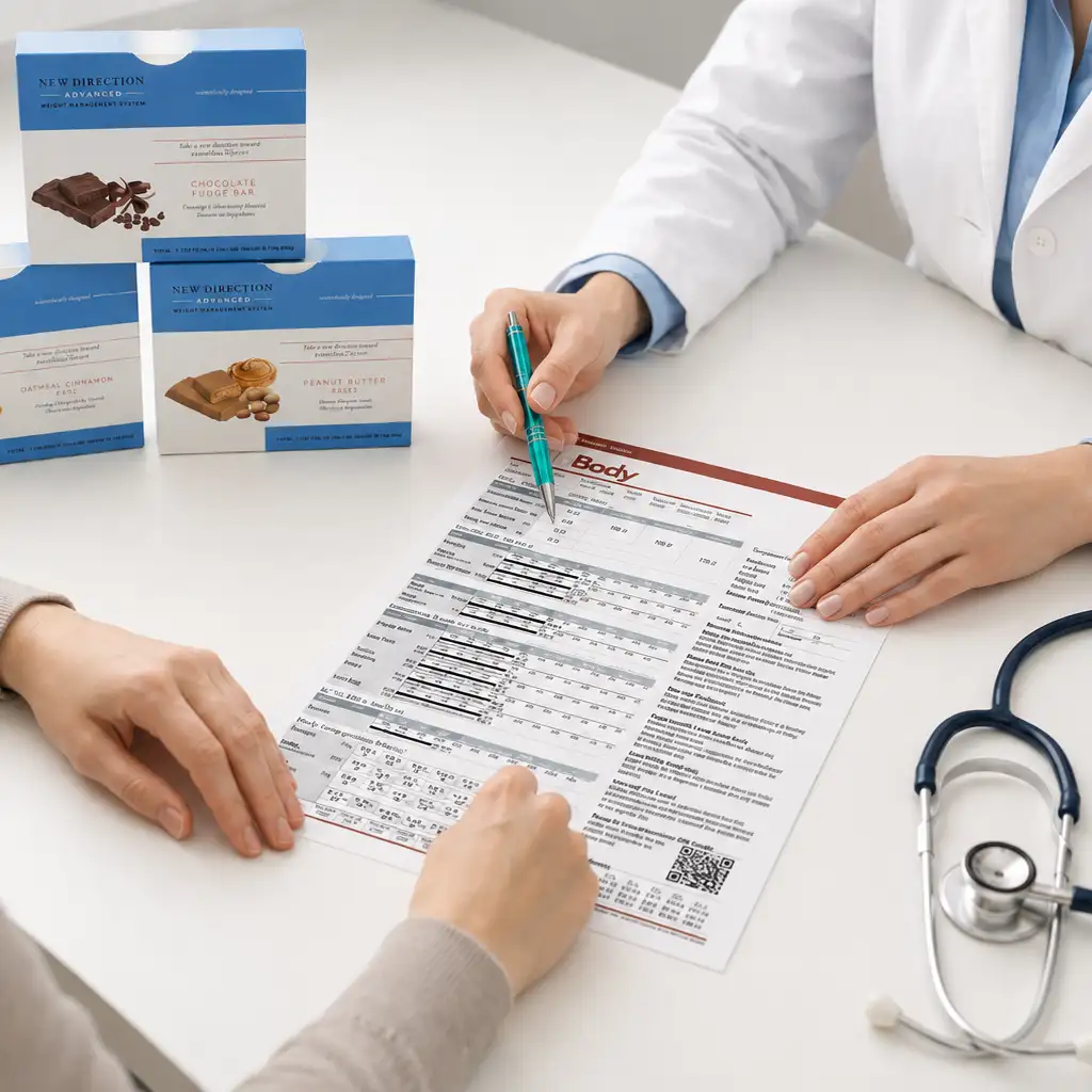 Physician-guided review of body composition progress